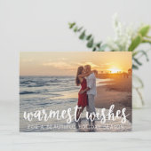 Kalligrafie Warmste Wensen Kerstfoto Feestdagenkaart (Staand voorkant)