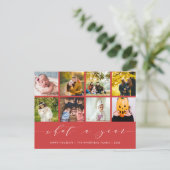 Kalligrafie Wat een jaar Berry Red fotocollage Feestdagenkaart (Staand voorkant)