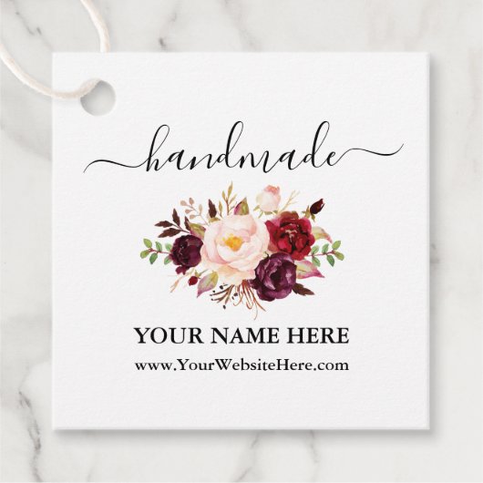 Kalligrafie Waterverf Bloemen Handgemaakt Label (Voorkant)
