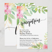 Kalligrafie Waterverf Bloemen Trouwreceptie Kaart (Voorkant / Achterkant)