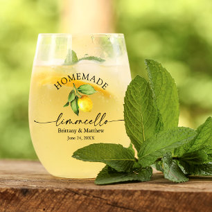 Kalligrafie Waterverf Citroen Zelfgemaakte Limonce Wijnglas Zonder Voet