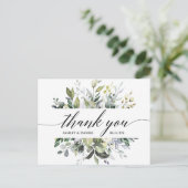 Kalligrafie Waterverf Groene Bruiloft Bedankt Briefkaart (Staand voorkant)