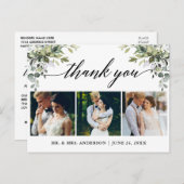 Kalligrafie Waterverf Groene Huwelijks Dankjewel Briefkaart (Voorkant / Achterkant)