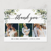 Kalligrafie Waterverf Groene Huwelijks Dankjewel Briefkaart (Voorkant)