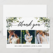 Kalligrafie Waterverf Groene Tuintjes Bruiloft 3 F Bedankkaart (Voorkant / Achterkant)