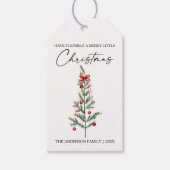 Kalligrafie Waterverf Kerstboom Rode Strik Cadeaulabel (Voorkant)