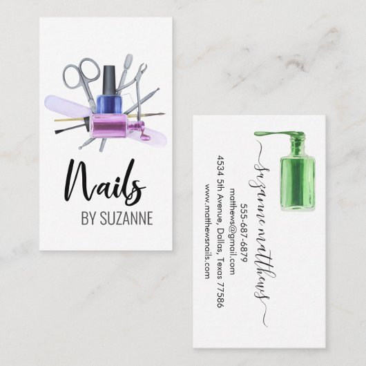 Kalligrafie Waterverf Nagellak File Tools Visitekaartje (Voorkant / Achterkant)