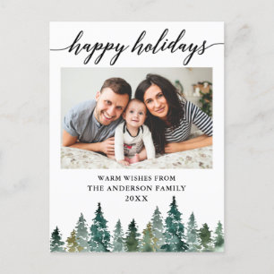 Kalligrafie Waterverf Pijnbomen Foto Vakantie Briefkaart