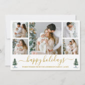 Kalligrafie Waterverf Pines Gold Feestdagenkaart (Voorkant)