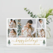 Kalligrafie Waterverf Pines Gold Feestdagenkaart (Staand voorkant)