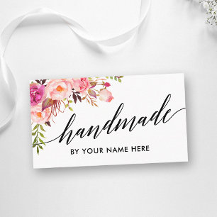 Kalligrafie Waterverf Roze Bloemen Hand Made Visitekaartje