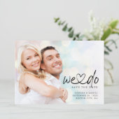 Kalligrafie We doen Connected Heart Foto QR Code Save The Date (Staand voorkant)