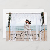 Kalligrafie We Got Married Foto bruiloft Kaart (Voorkant / Achterkant)