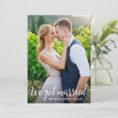 Kalligrafie We Got Married Wedding Fotokaart Bedankkaart (Staand voorkant)