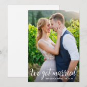 Kalligrafie We Got Married Wedding Fotokaart Bedankkaart (Voorkant / Achterkant)