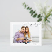 Kalligrafie We verwachten de aankondiging van Baby Briefkaart (Staand voorkant)