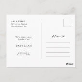 Kalligrafie We verwachten de aankondiging van Baby Briefkaart (Achterkant)