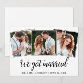 Kalligrafie We zijn getrouwd 3 foto bruiloft Kaart (Voorkant / Achterkant)
