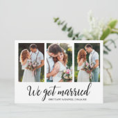 Kalligrafie We zijn getrouwd 3 fotokaart Bedankkaart (Staand voorkant)