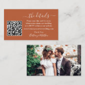 Kalligrafie Weddenschap QR Foto Terracotta Informatiekaartje (Voorkant / Achterkant)