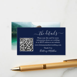 Kalligrafie Weddenschap Website QR Foto Blauw Informatiekaartje