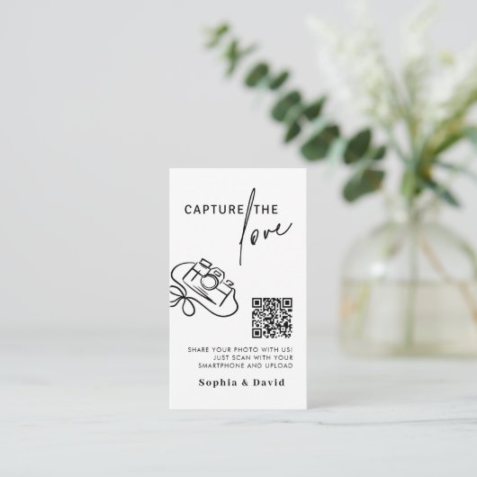 Kalligrafie Wedding Capture The Love QR Code Informatiekaartje (Staand voorkant)