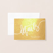 Kalligrafie Wedding Details Enclosure Gold Folie Kaarten (Voorkant met envelop)