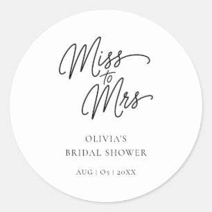 Kalligrafie Wedding Miss to Mrs Vrijgezellenfeest Ronde Sticker