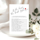 Kalligrafie Wie kent de bruid beste bruids spel