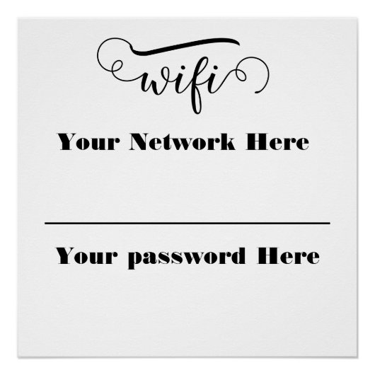 kalligrafie wifi wachtwoord voetstuk bord perfect poster (Voorkant)