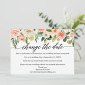 Kalligrafie Wijzig de datum Koraal Bloemkaart Save The Date (Staand voorkant)