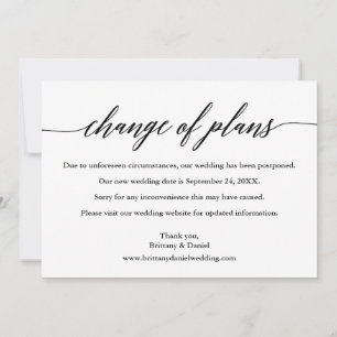 Kalligrafie Wijziging van Plannen Nieuwe Trouwdatu Save The Date