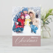 Kalligrafie Winter Familie Foto Vrolijk Kerstfeest Feestdagenkaart (Staand voorkant)