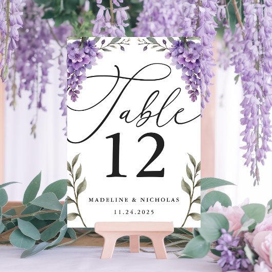 Kalligrafie Wisteria Greenery Waterverf bruiloft Kaart