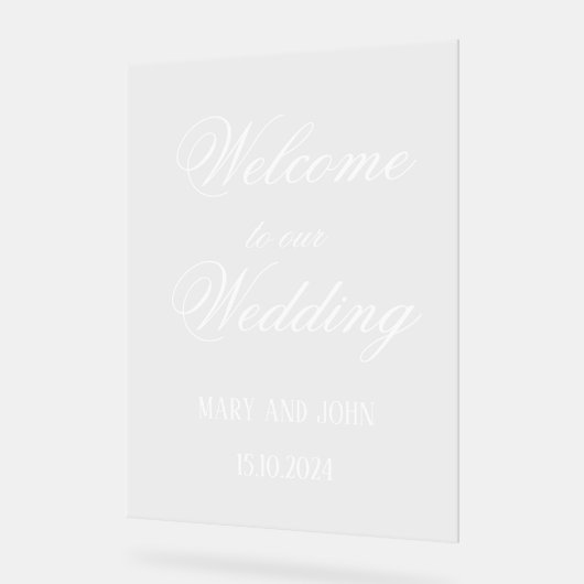 Kalligrafie wit Eenvoudig script bruiloft welkom Acryl Bord (Hoek)