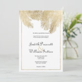  kalligrafie wit goud bloemenbruiloft kaart (Staand voorkant)