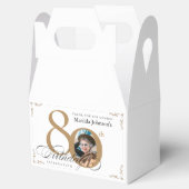 Kalligrafie Wit Goud Custom Photo 80th Birthday Bedankdoosjes (Geopend)