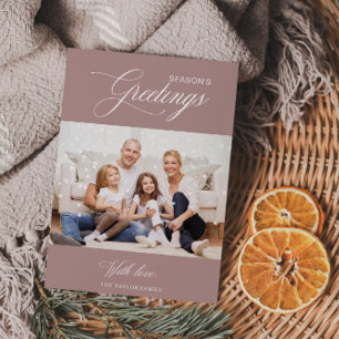 Kalligrafie Wit Roze Seizoen Groeten Feestdagenkaart