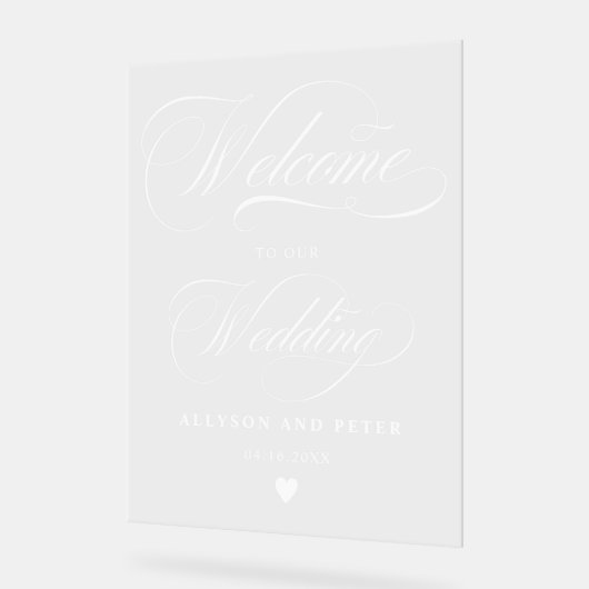 kalligrafie wit script bruiloft welkom acryl bord (Hoek)