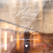 kalligrafie wit script bruiloft welkom raamsticker (Vel 2)