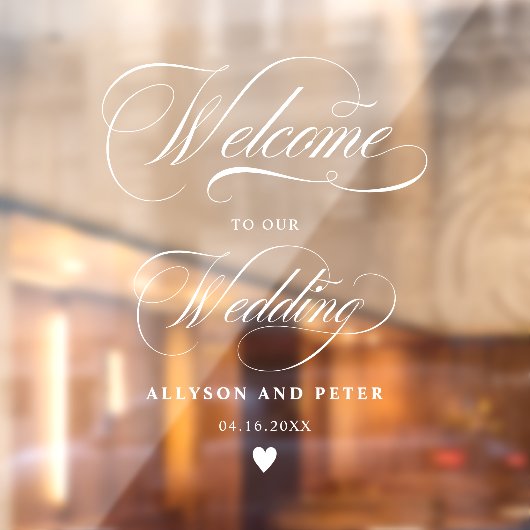 kalligrafie wit script bruiloft welkom raamsticker (Vel 2)