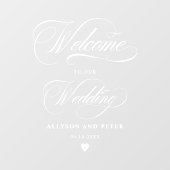 kalligrafie wit script bruiloft welkom raamsticker (Vel)