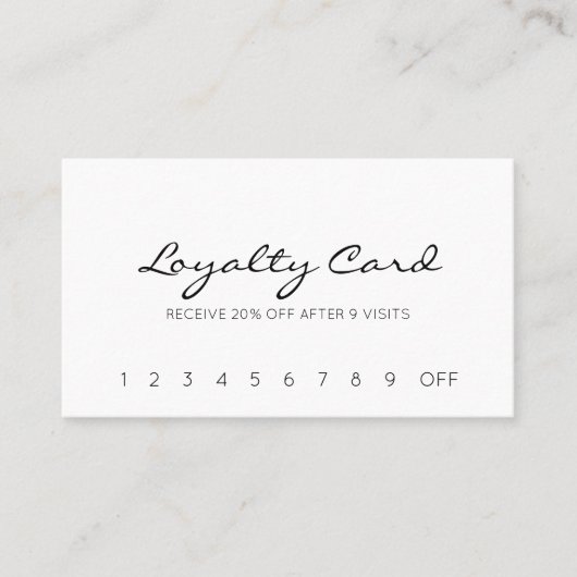 Kalligrafie Witte Minimalistische Moderne Loyalite Klantenkaartje (Voorkant)