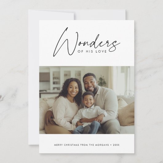 Kalligrafie Wonders Bijbelse Religieuze Kerstmis Feestdagenkaart (Voorkant)