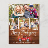 Kalligrafie Wood Thanksgiving Truck 4 foto's Feestdagenkaart (Voorkant)