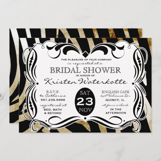  kalligrafie Zebra Print Vrijgezellenfeest Kaart (Voorkant / Achterkant)