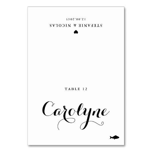 Kalligrafie Zeevruchten Menu Keuze Bruiloft Plaats Kaart (Voorkant)