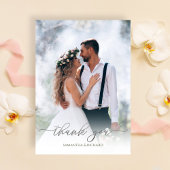 Kalligrafie Zilver Script Dank u Trouwfoto Bedankkaart