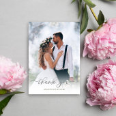 Kalligrafie Zilver Script Dank u Trouwfoto Bedankkaart