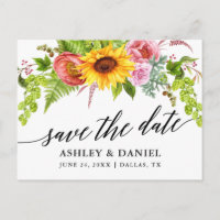 Kalligrafie Zonnebloem Boho Floral Save the Date